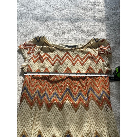 NWT Sharagano Chevron Knit Dress Women Size 14 Cap Sleeve Boho Festival Hippie - Picture 8 of 9